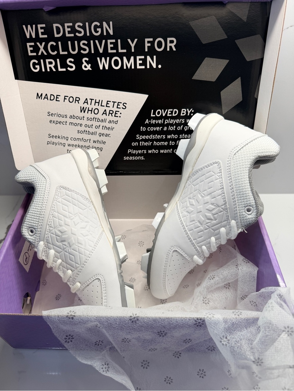 Girls White Athletic Cleats - Comfortable Grip and Support